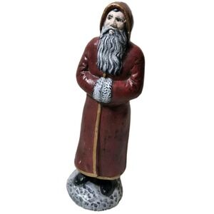 Vintage Sandstone‎ Santa Figure Christmas Cast Stone Hand Painted Folk Art 11"